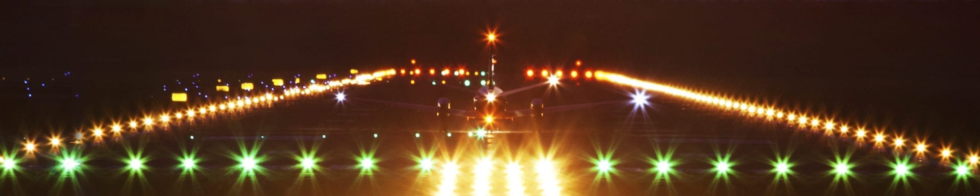 Commercial airport with lights